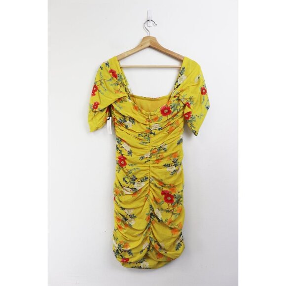 NEW Lovers + Friends Joss Dress Spring Bloom Floral Print Yellow Off Shoulder S - Picture 6 of 8